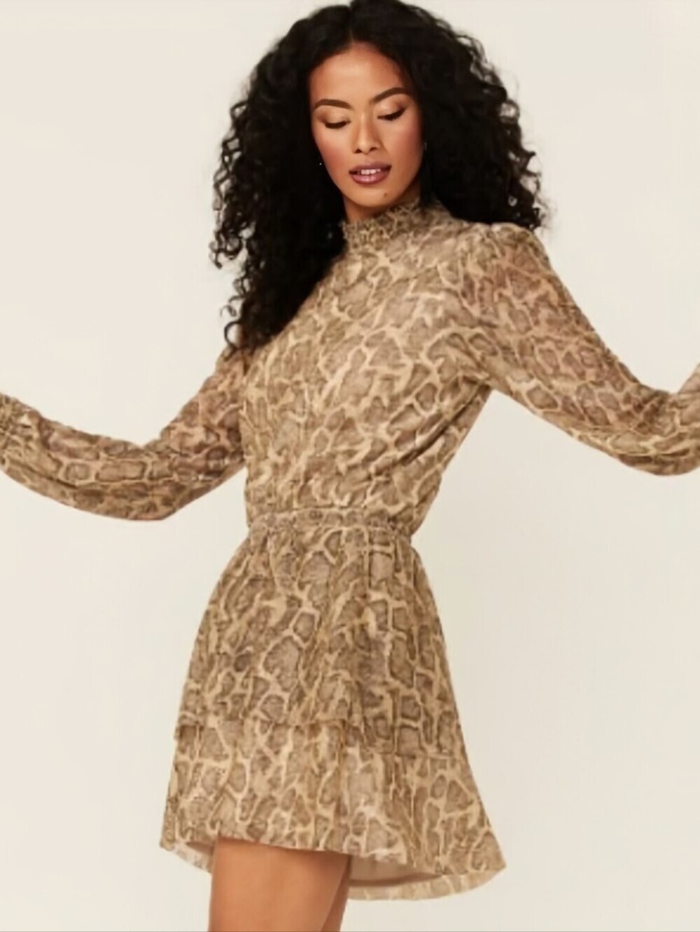Show Me Your Mumu Russo Ruffle Dress In Glitter Python Sz S